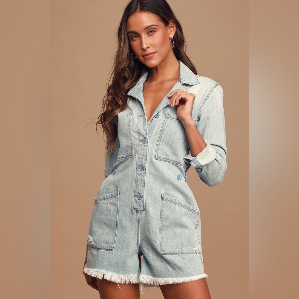 Pistols Denim Romper Jumpsuit Jean L